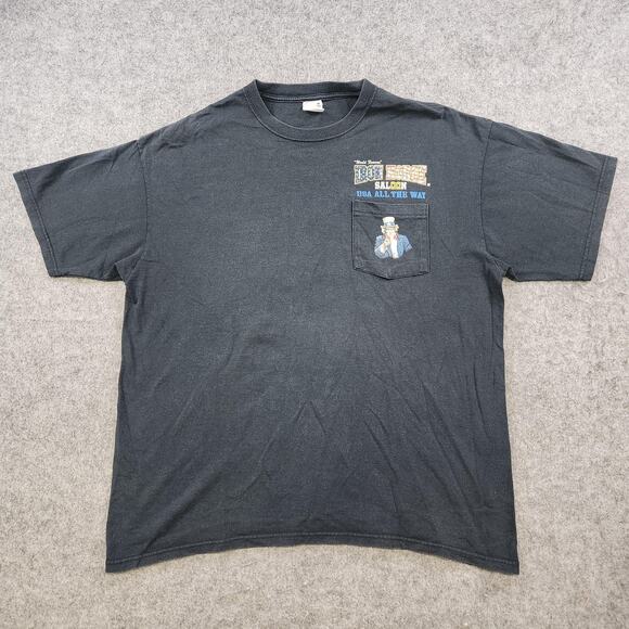 VTG Y2K Iron Horse Saloon T Shirt Mens XL Black USA All The Way Uncle Sam 2001 - Picture 6 of 11